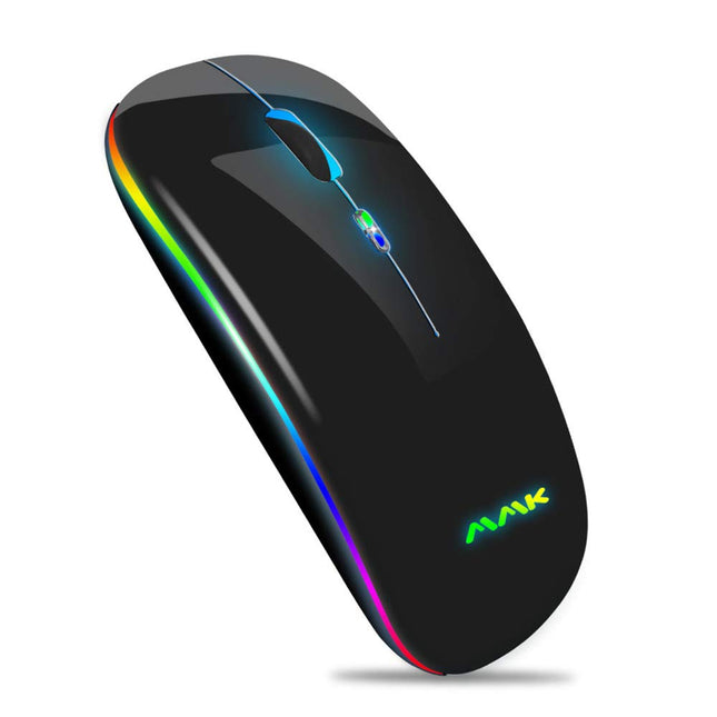 MMK Wireless Bluetooth Mouse, 2.4G Rechargeable Optical Mouse for Laptop Black