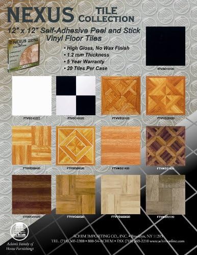 Achim Home Furnishings FTVMA40920 Nexus Vinyl Tile, Marble Black with White Vein, 20 Count(Pack of 1), 12 Inch X 12 Inch