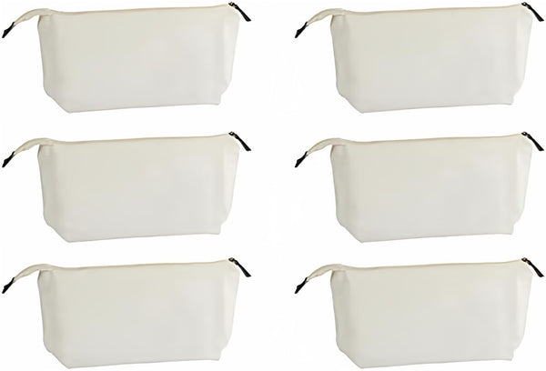 Juvale Canvas Makeup Bag - 6 Pack, 11.75 x 5.5 In, White Cotton - Travel Cosmetic & Toiletry Pouches with Zipper - Blank DIY Canvas Pouches for