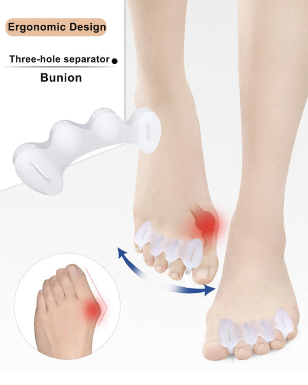 2Pairs Toe Separators Toe Spacers for Women Men to Correct Bunion, Relieve Feet Pain, Foot Alignment, Toe Straighteners for Hammertoes, Plantar