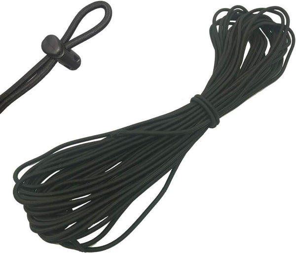 1/8-Inch (3mm) Black Heavy Stretch Round String Elastic Cord (Cut of 10 Yards)