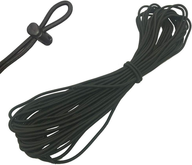 1/8-Inch (3mm) Black Heavy Stretch Round String Elastic Cord (Cut of 10 Yards)