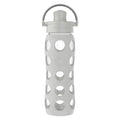 Lifefactory 22-Ounce Active Flip Cap Glass Water Bottle, 22Oz, Cool Grey