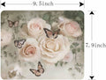 IBILIU Mouse Pad White Roses,Butterfly Flower Floral Rectangle Mousepad Non-Slip Rubber Base Computer Mouse Pad for Laptop, Office, Home - 9.5 X