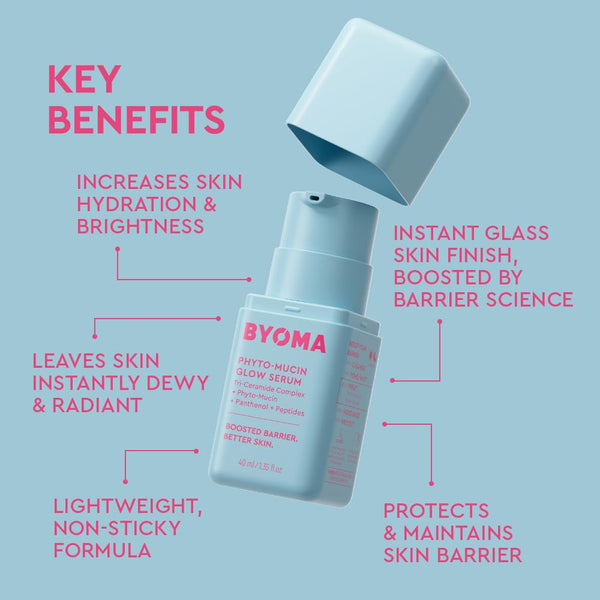BYOMA Phyto-Mucin Glow Serum - Mucin Face Serum for Glass Skin - Plumps, Primes + Hydrates - Flawless Primer and Makeup Base - Strengthens Skin