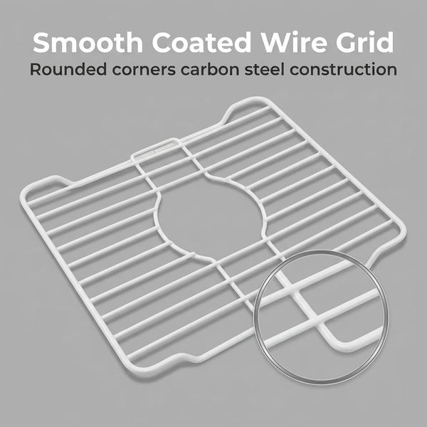 Better Houseware Small White Sink Protector for Kitchen Sink, Metal Grid Mat Fits Compact Single-Bowl Sinks, 12x10.25 in 12 X 10.25 X 1 White