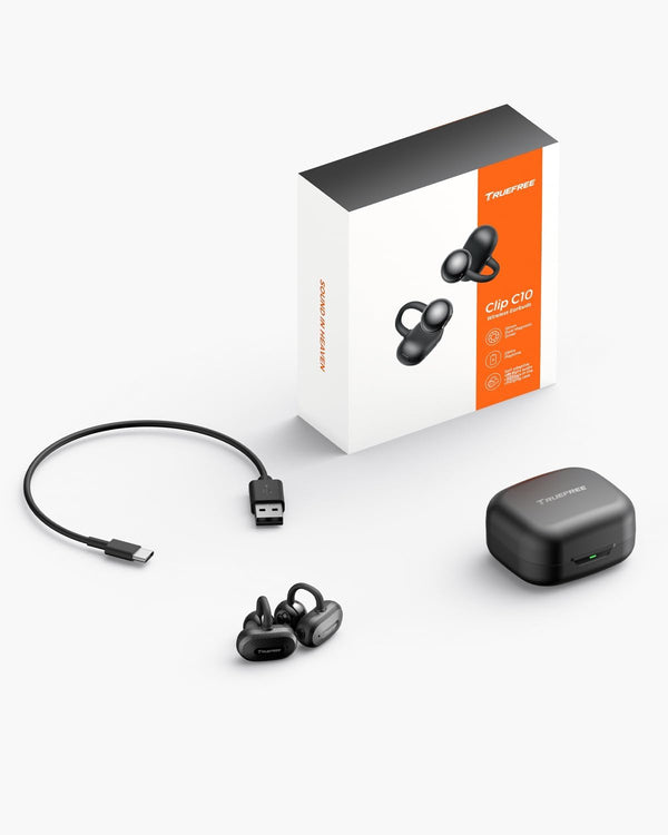 Truefree C10 Open-Ear Earbuds, Clip-On Wireless Headphones, Bluetooth 5.4, 12Mm Driver with Spatial Sound, 28H Playtime, IPX5 Water-Resistant,