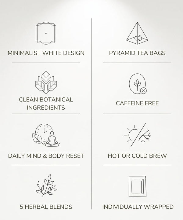 EZR LEAF Pura Caffeine-Free Herbal Tea Collection, 22ct Pyramid Tea Bags, Floral & Fruit Tea Gift Set with Lemon Verbena, Chamomile Mint,