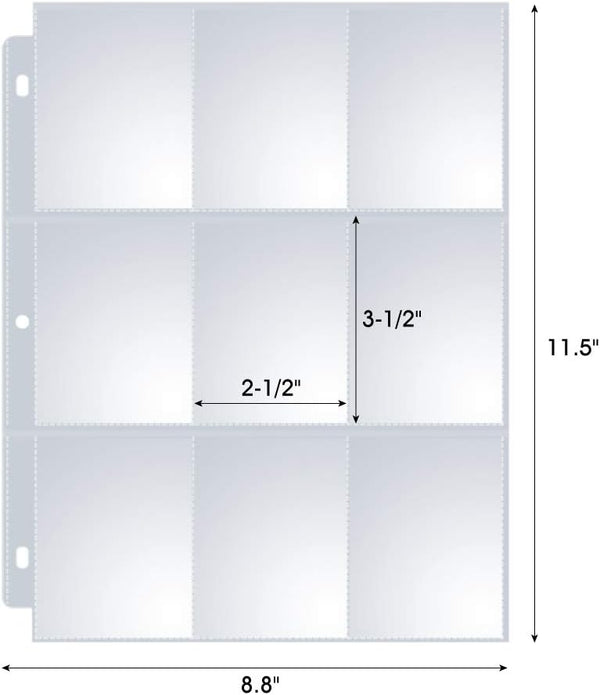 Sooez 9 Pocket Page Protectors, Trading Card Sleeves for Binder, 36 Pack | Baseball Cards Holder, Protective Pages Sheets for Binders Album, Fit