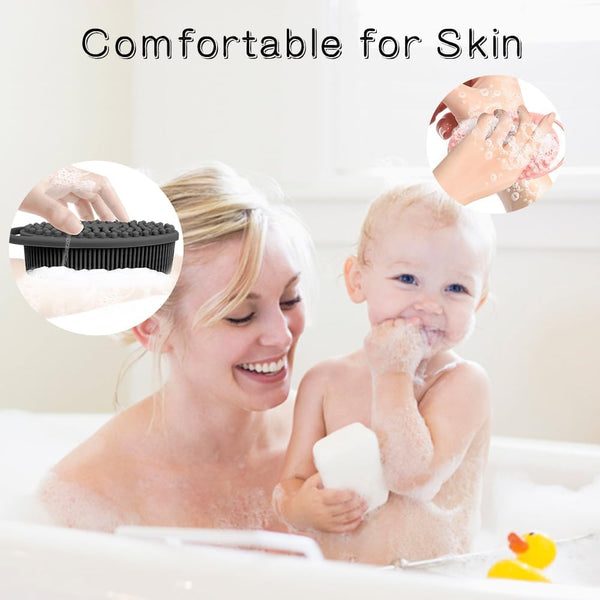 3 Pack Silicone Body Scrubber, Silicone Loofah Exfoliating Soft Body Scrubber, Silicones Body Brush Bath Shower Scrubber for Body, 2 in 1 Bath and
