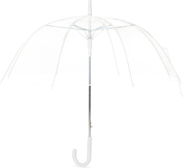 Amazon Basics Clear Umbrella for Rain, Round Bubble Umbrella for Wedding, With Wide Coverage (35" Canopy Diameter), Auto Open, Strong Fiberglass