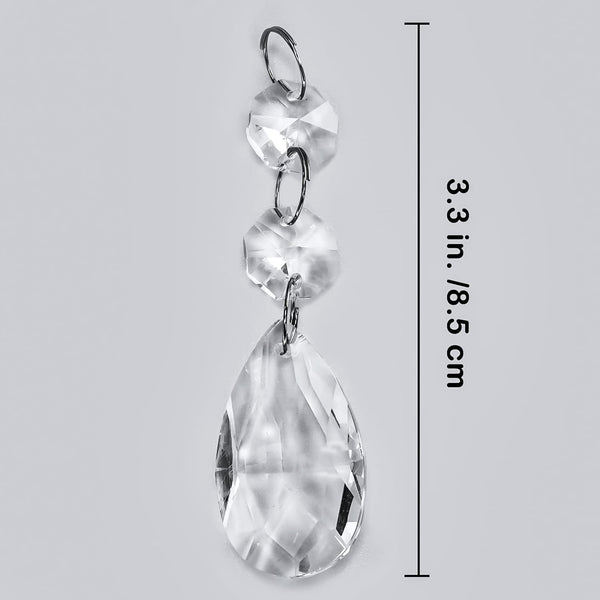 Supla 24 Pcs Teardrop Chandelier Prisms Candle Chandelier Crystal Pendants Glass Pendant Beads 1.5" for Chandelier Lights Suncatchers