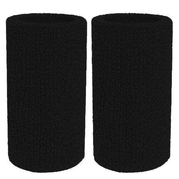 Sweatbands Sports Wristbands for Men and Women - 6 inch Elastic Athletic Wrist Bands for Tennis, Basketball, Running, Working Out black
