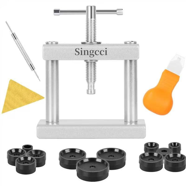 Singcci Watch Press Tool Set, Press Set Back Case Closer with 12 Molds, Watch Battery Replacement，Back Case Closer for Closing Caps, with Instructions
