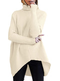 ANRABESS Womens Oversized Turtleneck Batwing Long Sleeve Casual Cozy Baggy Knit Pullover Tunic Sweater 2026 Fall Outfits Medium Apricot