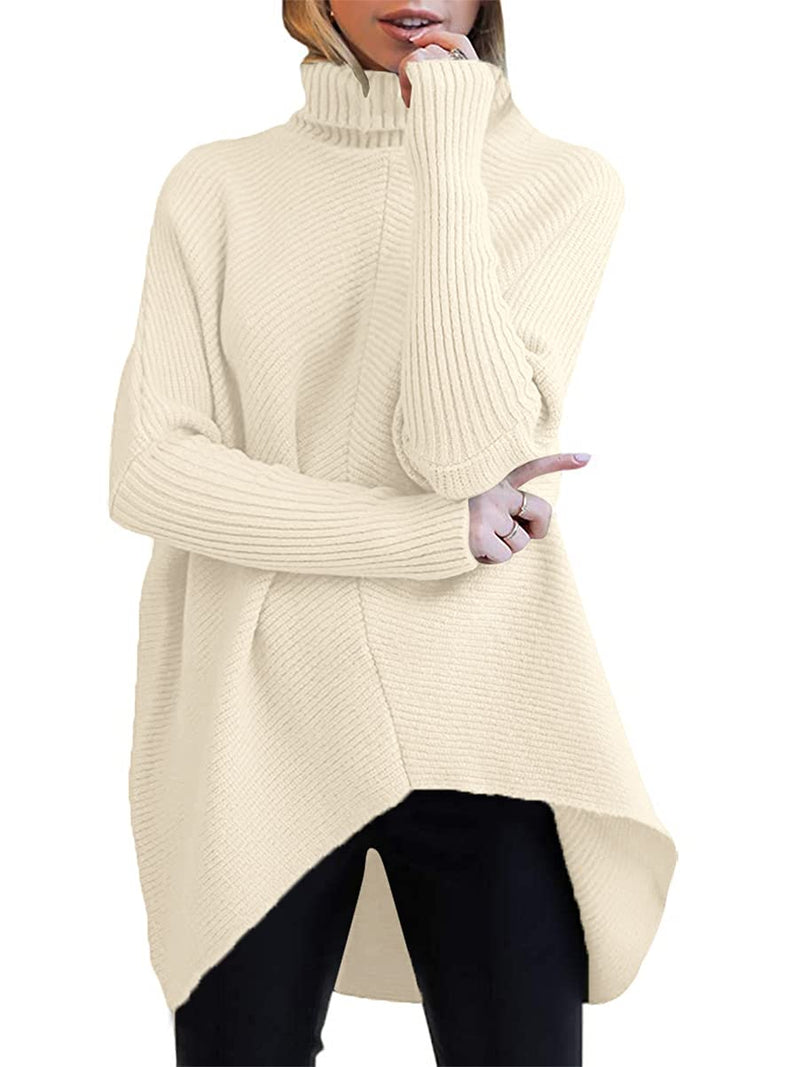 ANRABESS Womens Oversized Turtleneck Batwing Long Sleeve Casual Cozy Baggy Knit Pullover Tunic Sweater 2026 Fall Outfits Medium Apricot