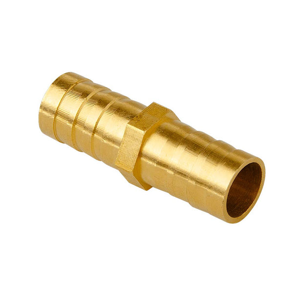 Quickun Hose Bard Fitting, 1/2" x 1/2" Hose ID Brass Hex Barbed Splicer Mender Joint Adapter Union Fitting (Pack of 5) 1/2"-5pcs