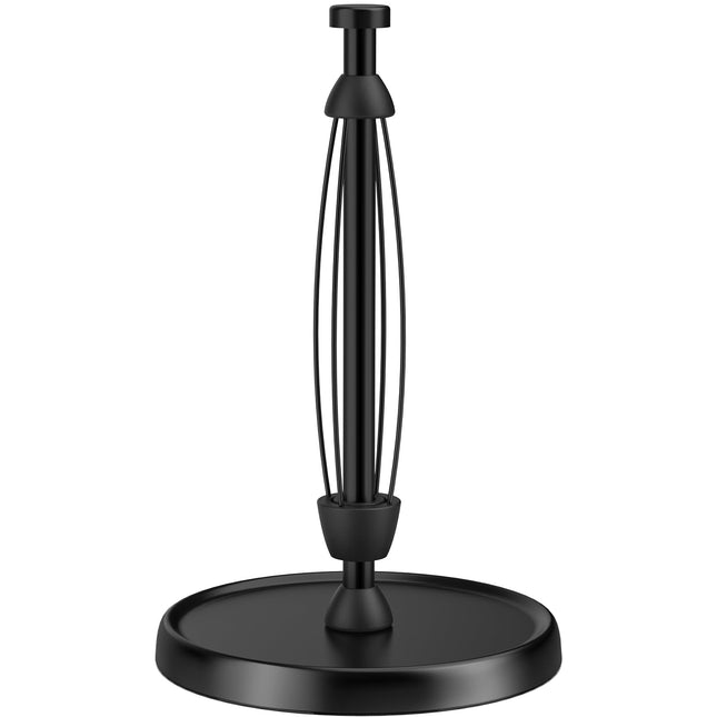 Paper Towel Holder Countertop, One-Handed Tear, Stainless Steel, Weighted Base, Black, Paper Towel Roll Holder Stand wit