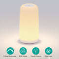 Touch Bedside Table LED Lamp, [Sleek Design & RGB Mode] Multi-Color Dimmable with Warm White Lights, Birthday Gifts for Women Mom, Smart