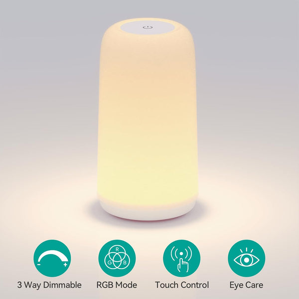 Touch Bedside Table LED Lamp, [Sleek Design & RGB Mode] Multi-Color Dimmable with Warm White Lights, Birthday Gifts for Women Mom, Smart