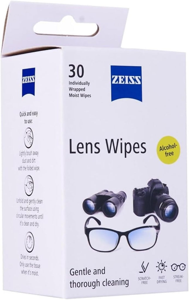 ZEISS Lens Cleaning Wipes, Pre-Moistened, Individually Wrapped Wipes for Coated 