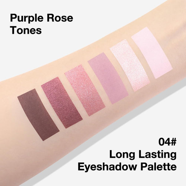 evpct 6 Colors Pink Eyeshadow Palette, Nude Pink Plum Mauve Champagne Rose Orchid Wine Red Glitter Shimmer Matte High Pigment Mini Travel Eye
