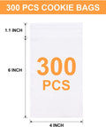 300 Pcs Self Adhesive Cookie Bags, 4x6 Inches Self Sealing Cellophane Bags, Clear Resealable Cellophane Bag for Packaging, Cookies, Gifts, Candy,
