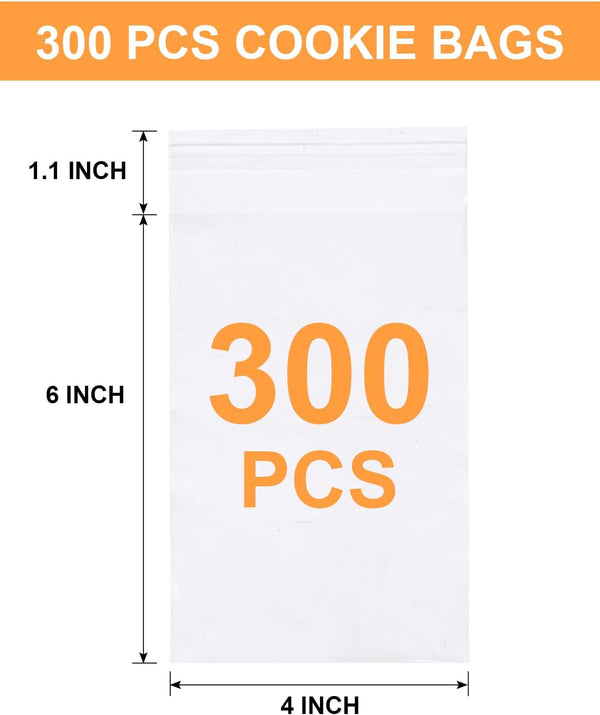 300 Pcs Self Adhesive Cookie Bags, 4x6 Inches Self Sealing Cellophane Bags, Clear Resealable Cellophane Bag for Packaging, Cookies, Gifts, Candy,