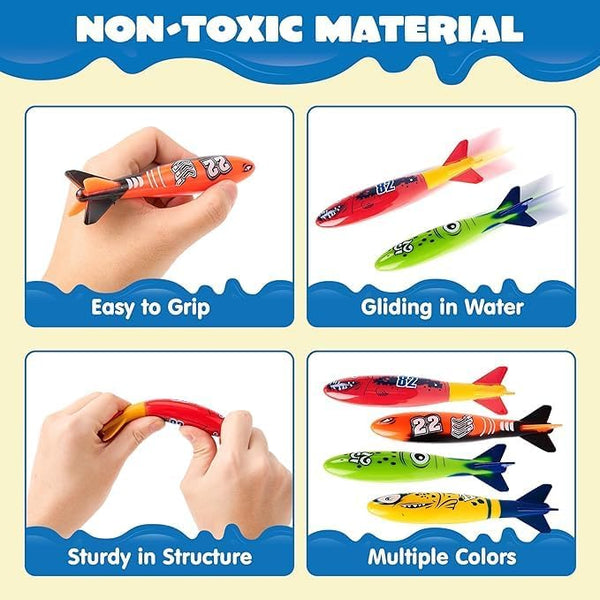 JOYIN 8 Pack Pool Toys, Shark Underwater Diving Toys, Colorful Swimming Toy Sinking Throwing for Kids Gifts Summer Swim Dive Training Water Fun