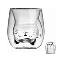 ANSQU Cute Mug Cat Tea Double Wall Glass Coffee Mugs, Espresso Shot Glass, Milk Mug (200 ml/6.8 oz), Personal Birthday Gifts and Holiday Gifts