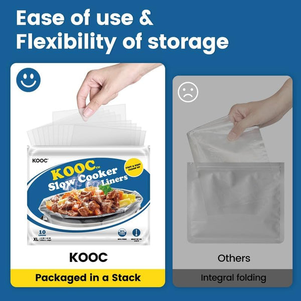 KOOC Slow Cooker Liners 14"X22" 10 Count Extra Large Size Disposable Pot Liners Christmas Cooking Bags Fit 6 Qt to 10 Qt Pot BPA Free Fresh