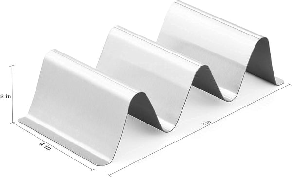 RTT Stainless Steel Taco Holder Stand, Set of 6 - Stylish Rack Holds Up to 3 Tacos Each, Keeping Shells Upright - Oven, Grill and Dishwasher Safe