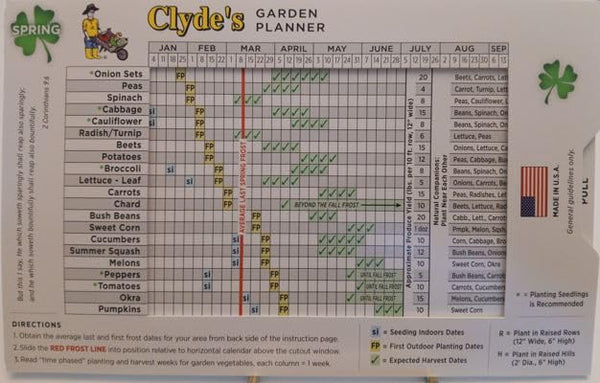 Clyde's Garden Planner - Vegetable Planting Slide Chart, (UNDATED), Perpetual Garden Planner