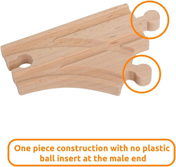Wooden Train Tracks 68 Piece Expansion Pack Accessories with Arched Bridge, Engine Barge, Dock, Stop & Go Checkpoint, Signal Pole, Cross Track