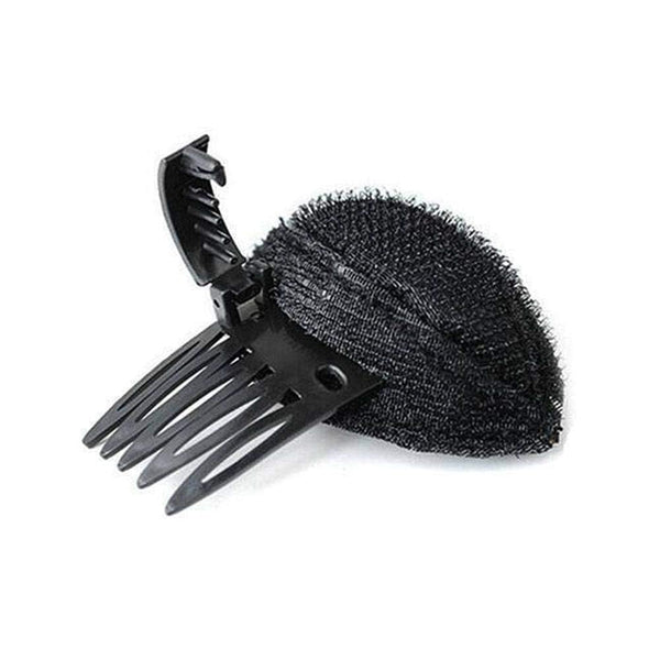 1Pc Black Fluffy Hair Pad Sponge Clip Bun Comb Bump It Up Hairstyling Tool for Women and Girls - DIY Beauty and Personal Care Clips and Barrettes