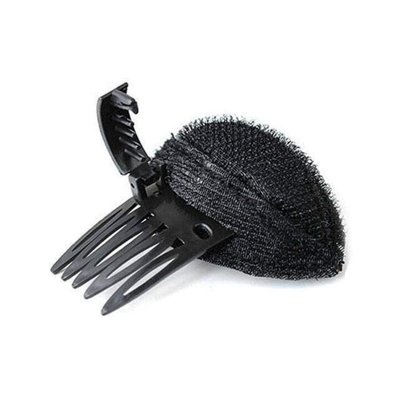 1Pc Black Fluffy Hair Pad Sponge Clip Bun Comb Bump It Up Hairstyling Tool for Women and Girls - DIY Beauty and Personal Care Clips and Barrettes
