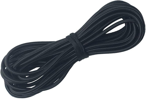 1/8-Inch (3mm) Black Heavy Stretch Round String Elastic Cord (Cut of 10 Yards)