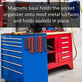 Olsa Tools Magnetic Socket Organizer - 1/4-Inch Drive Metric Socket Holder with Strong Magnets - Professional Tool Holder and Organizer - Stores