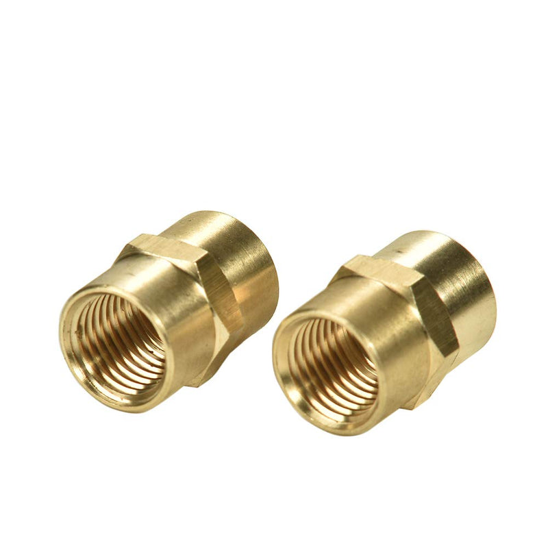 2 Pack 1/4" x 1/4" NPT Coupler, Brass Female Pipe Fitting (1/4" x 1/4" NPT Female, 2) | (1/4" x 1/4" NPT Female, 2)