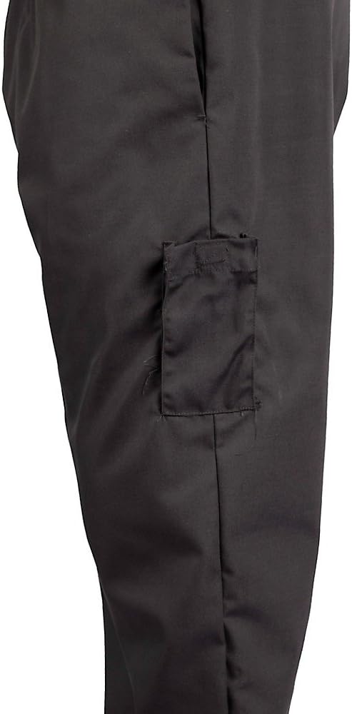 KNG Black Baggy Cargo Chef Pants for Men and Women – Drawstring Waist Large Black