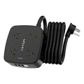 10 Ft Surge Protector Power Strip - 8 Widely Outlets with 4 USB Ports, 3 Side Outlet Extender with 10 Feet Extension Cord, Flat Plug, Wall Mount,
