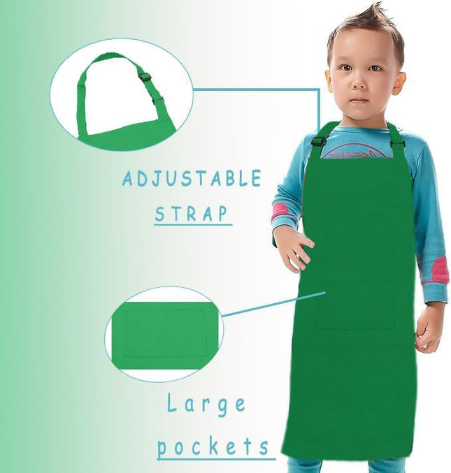 Kid Apron Adjustable Strap with 2 Pockets Painting Cooking Craft Backing Unisex 