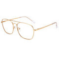 JM Aviator Blue Light Blocking Computer Glasses, Square Eye Protect Video Eyeglasses Anti Glare Men Women Gold Frame Clear Temple Tips Clear