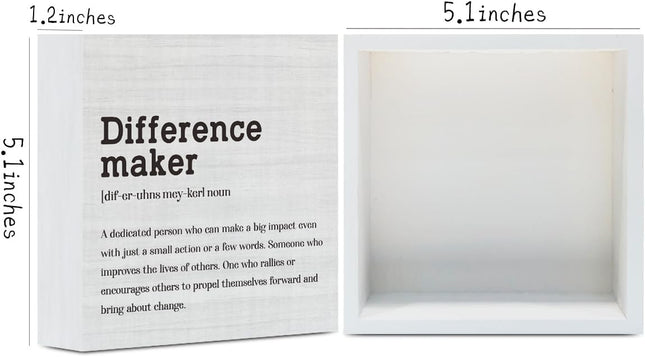 Difference Maker Definition Home Office Decor Wooden Box Sign, Motivational Farm