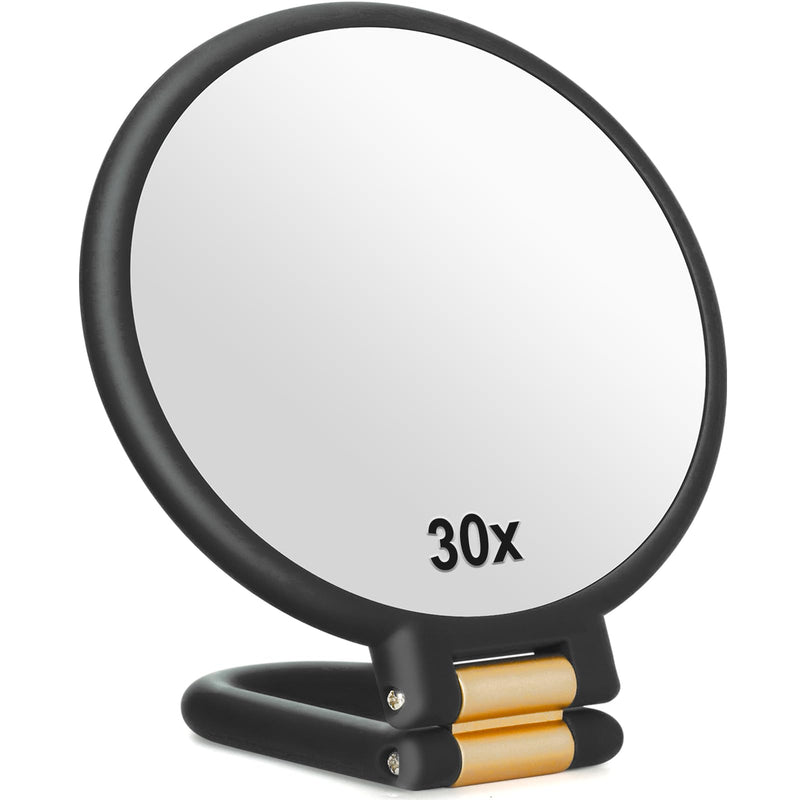 Sifolo 30x Magnifying Mirror, Travel Hand Mirrors with Handle - Double Side Handheld Mirror with 1X 30X Magnification & Adjustable Handle/Stand,