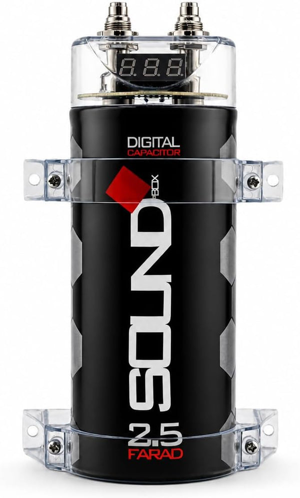 Soundbox SCAP2D, 2.5 Farad Digital Capacitor for Car Audio - 2500 Watts