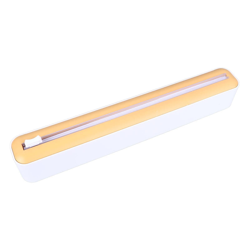Plastic Wrap Dispenser, PP Reusable Cling Film Dispenser with Cutter Magnetic Stripe Food Wrap Dispenser Foil and Plastic Wrap Dispenser (White