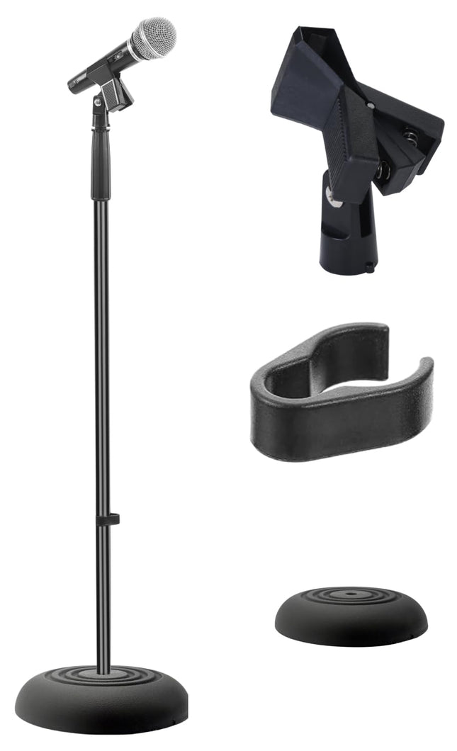 Pyle Adjustable Microphone Stand - Universal Mic Stand with Compact Heavy Base, 