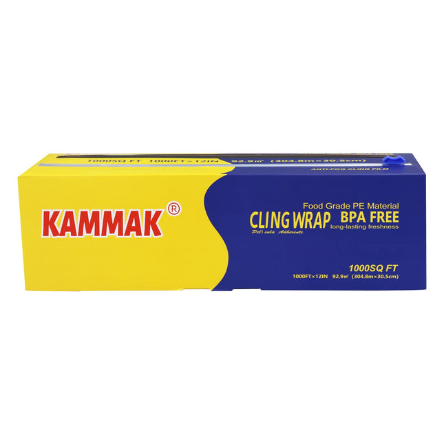 KAMMAK Plastic Wrap with Slide Cutter - 12 Inch Food Service Cling Film Roll - C