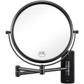 Wall Mounted Makeup Mirror - 1X/10X Magnifying Mirror for Wall, 8 Inch Double Sided 360Â° Swivel Extendable Bathroom Mirror for Shaving, Black